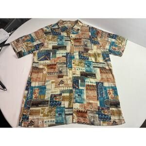 Batik Bay XLT Hawaiian Surf Shirt Rayon Patchwork Tribal Aloha Button Front